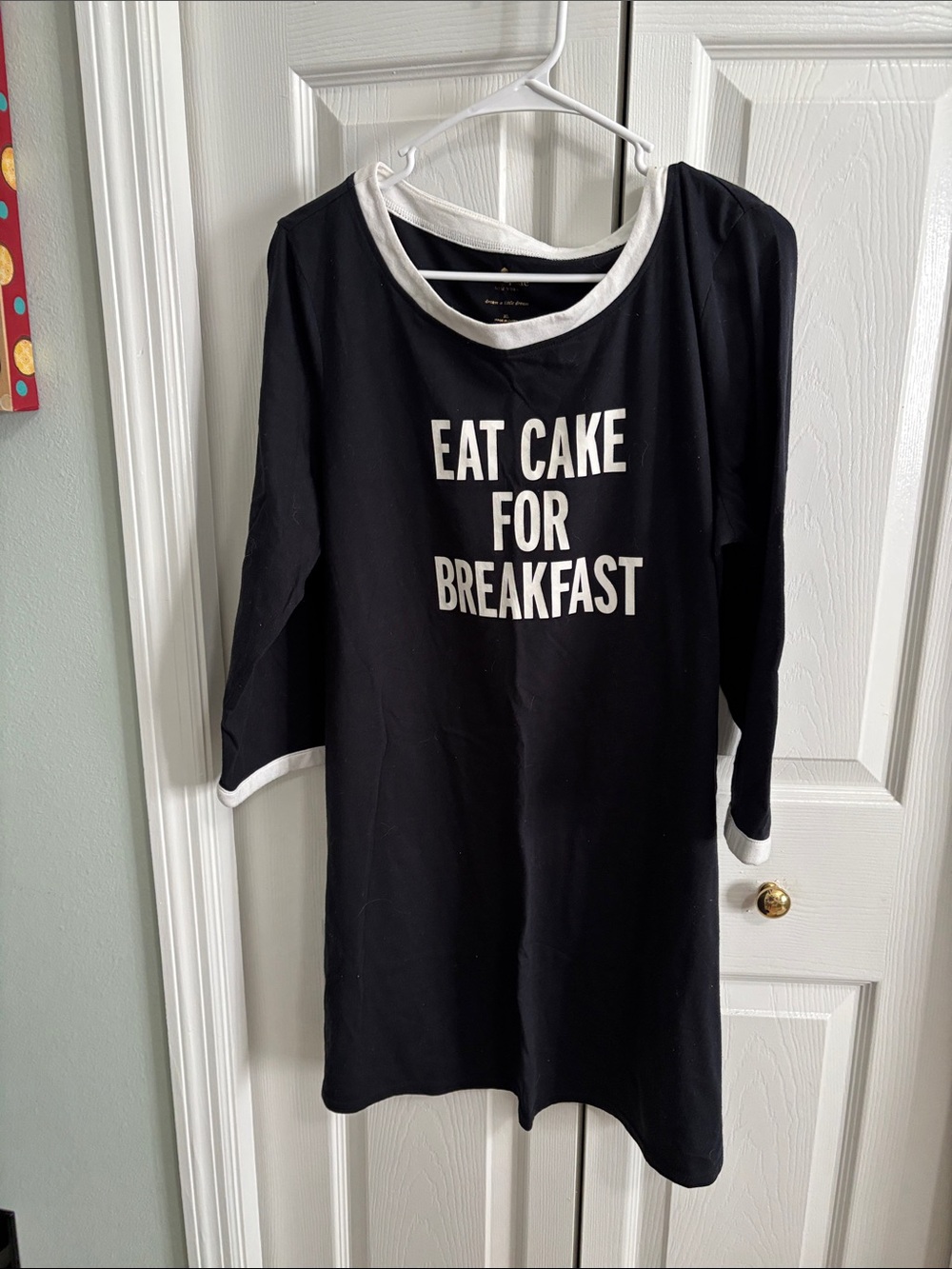 kate spade Black and White 'Eat Cake For Breakfast' Nightshirt NWOT